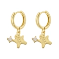 Orecchini a cerchio dorati con omino di pan di zenzero e zircone bianco lucido - Oro Omino di Pan di Zenzero