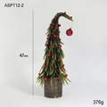 Mini artificial Christmas tree with red berries and curved top in vintage pot, 47cm tall - 47CM Red Berries Green Tree