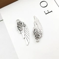 Antik-silberner Libellenflügel-Anhänger mit Rosendetail aus hochwertiger Legierung - Antik Silber Rose Flügel 11x31mm