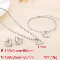 Conjunto joyas corazón plata con collar de bolas, pulsera y pendientes - Color Acero (KS222224-Z)