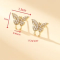 Sparkling butterfly stud earrings in gold with zircon wings for daily elegance - Gold Butterfly