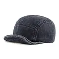 Retro dark grey corduroy five-panel baseball cap with short flat brim and vintage finish - Adjustable / Navy Blue