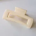 Close-up of a cream matte rectangular hollow hair claw clip with minimalist Korean style - Rectangular Hollow Style (S150-39) / 10.5cm / Cream