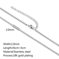 Silver stainless steel 2mm box chain necklace with lobster clasp and 45cm plus 5cm extension - Square Pearl Chain / Silver