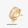 Adjustable 18k gold plated stainless steel double layer chain ring for women - Double Layer Style (ZN156G)