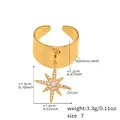 Detailed view of gold stainless steel wide ring featuring star-shaped zircon pendant - US 7 / Gold Eight-Pointed Star Style