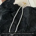 Collier élégant en perles blanches 6mm avec extension dorée de 5,5cm et long. 37,5cm - 6mm