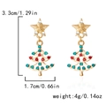 Christmas tree earrings with colorful rhinestones and golden star detail for festive wear - Pearl Star Christmas Tree (ER24Y0396)