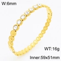 6mm gold-plated titanium steel hinged oval bangle with round cubic zirconia stones - Sawtooth Edge Zirconia Oval Style (KB210755-KSZ)