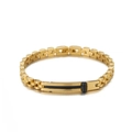 Modisches vergoldetes Edelstahl-Uhrenarmband-Armband mit schwarzen Streifendetails - Gold (BR-H-02)