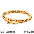 Vergoldetes Edelstahl-Armband mit quadratischen Gliedern und Hufeisen-Verschluss - Armband / 210x6mm / Gold (KB81434-K)