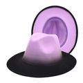 Detail of two wide brim fedora hats with stylish purple and black gradient wool felt - M (56-58cm) / Lavender + Black