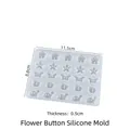 Silicone mold for resin DIY flower and animal shaped decorative buttons in 11.5x8.8cm - Flower Button / Silicone Mold