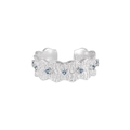 Anello aperto in argento S925 con trama rocciosa e pietre preziose blu incastonate - Taglia 16/Regolabile / Argento (con zircone blu)