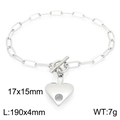 Collar de corazón plateado con cierre OT, longitud 190mm y dije de corazón 17x15mm - Pulsera (KB202931-Z) / Color Acero