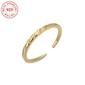 Anello aperto regolabile in argento sterling S925 dorato con design a spirale minimalista - Argento 925 / Oro
