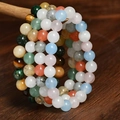 Colorful 8mm beaded bracelets set with natural stone beads in various vibrant colors - 4-Piece Set Style 1