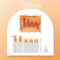 Travel toiletry set in yellow with spray bottle, pump bottle, and clear storage pouch - SY762-Yellow (50ml Empty Bottle Set)