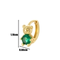 Golden bear cartilage earring with green zircon stone, size 1.16cm by 0.66cm - Bear with Green Zirconia Style (413-9#) / Gold Yellow