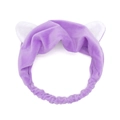 Bandeau oreilles de chat violet en polaire corail pour le lavage et maquillage - Violet
