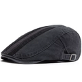 Vintage washed dark grey ivy cap featuring parallel stripes and adjustable metal buckle - Adjustable / Gray