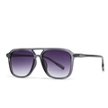 Gafas de sol aviador retro con montura gris y lentes degradadas en color púrpura - C6 Montura Gris Doble Gris