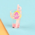 Miniature pink straw fruit cup model for DIY jewelry and bag charms - Grapefruit