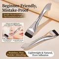 Dual-head makeup brush with dense flat bristles and metal spatula for foundation - G1153 Dual-ended Fishtail Straight Foundation Brush