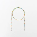 Rainbow beaded lanyard with silver lobster clasps for glasses or face masks - Medium Yellow Blue Mix