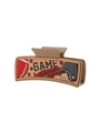 Brown PU hair claw clip featuring American football helmet and Game Day text theme - Game Day Brown Claw