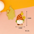 Enamel gnome pendant with flower showing front and back views with 35x25mm dimensions - Sunflower Gnome