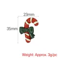 Glittery red candy cane resin charm with green bow for Christmas DIY crafts - Candy Cane