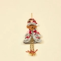 Orsetto di Natale appeso con testa di peluche, cappello scozzese e campanello dorato - Stile orso