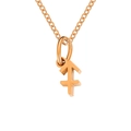 Rose gold Sagittarius zodiac pendant necklace with classic O-chain on white background - Sagittarius-Rose Gold