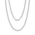Classic S925 sterling silver curb chain necklace with secure lobster clasp for unisex style - 3mm Thin Diamond-Cut Curb Chain / 51cm-60cm (Inclusive)