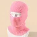 Pink knit balaclava with single hole eye opening and protective neck warmer - High Elasticity / Light Pink