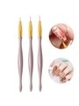 Set of 3 lavender ergonomic nail liner brushes for professional detailed nail art design - Dazzling Pink Gold Handle Liner Brush / 3pcs