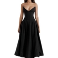 Elegant black strapless evening dress with V-neckline and fishbone corset waist - XS / Black