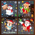 Stickers de Noël pour fenêtres avec Père Noël, bonhomme de neige et renne à effet créatif - Ensemble de 4 (Père Noël Fenêtre Brisée/Bonhomme de neige/Ours Polaire/Cerf)