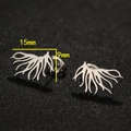 Minimalist irregular stainless steel branch earrings with 15mm by 9mm dimensions - Steel