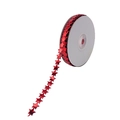 Rouleau de ruban étoilé rouge métallique pour la décoration florale du sapin de Noël - 12mm Petite Étoile Rouge 10m