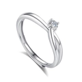 Elegant S925 silver adjustable couple ring with a classic four-claw round sparkling zircon - Female Style