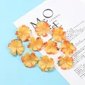 Artificial plum blossom silk flower heads in vibrant gradient orange for DIY hair accessories - Dark Orange