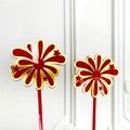 Red and gold firework acrylic cake toppers with star elements for New Year's Eve party - Fireworks Style Set