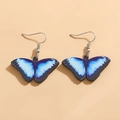 Blue gradient butterfly earrings with acrylic wings and silver metal ear hooks - Blue Black Gradient Butterfly (5260)