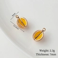 Mini coffee bean pendant in gold-plated brass with yellow enamel for DIY jewelry making - Single Piece Price / Durian
