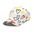 Berretto da baseball bianco in cotone con cuori graffiti colorati in vista a 45 gradi - M(56-58cm) / Bianco