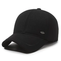 Herren Winter Baseballkappe aus schwarzem Strukturstoff mit silbernem Metallemblem - Verstellbar / Schwarz