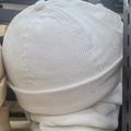Classic white corduroy docker cap with ribbed texture and decorative top button - Off White