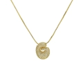Detailed close-up of 18k gold plated micro-pave zircon balloon letter G pendant necklace - Letter G/Spiral / Gold